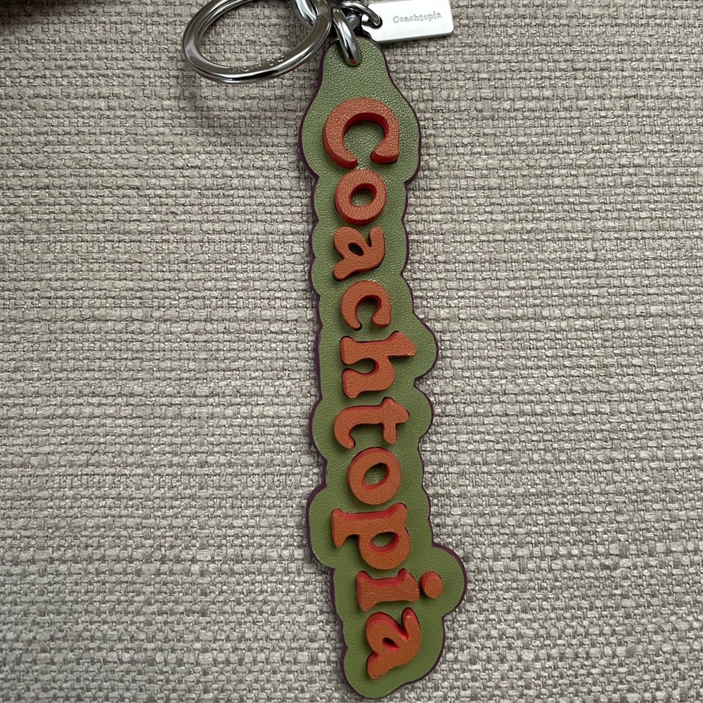 Coachtopia Logo Bag Charm In Coachtopia Leather Olive Green Multi NWT